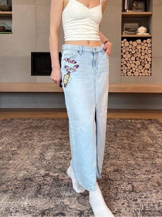 Old Navy Dresses & Skirts - Reworked denim skirt with patchwork Butterflies